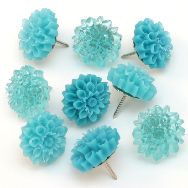 Blue Resin Flower Thumb Tacks