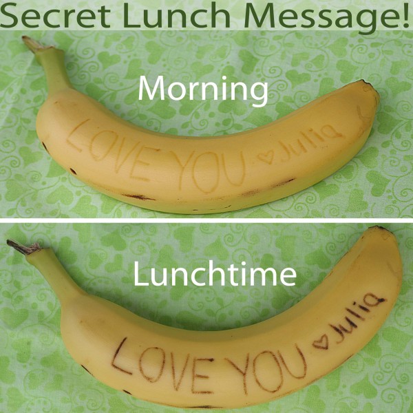 secret lunch message for bananas in packed lunches